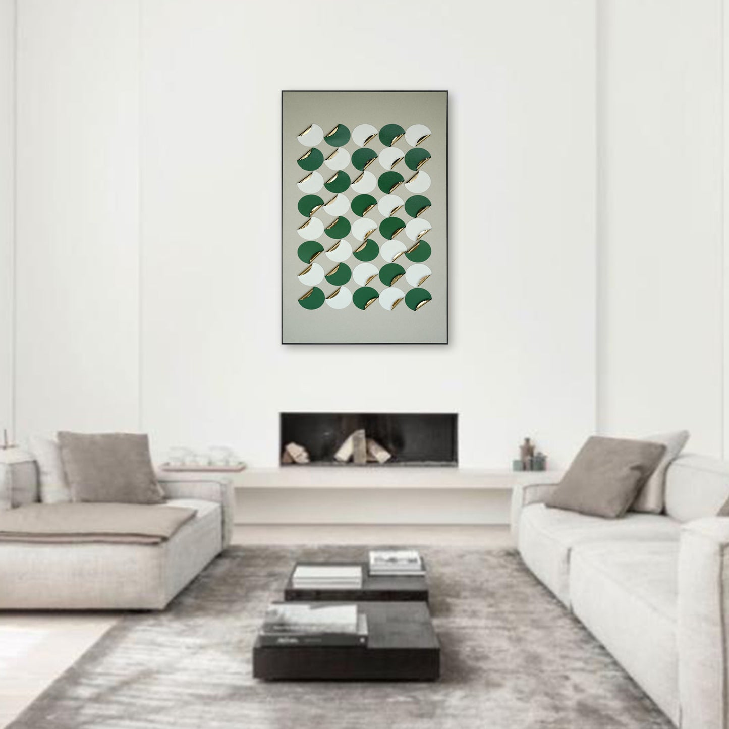 Green Curved Disks Wall Art