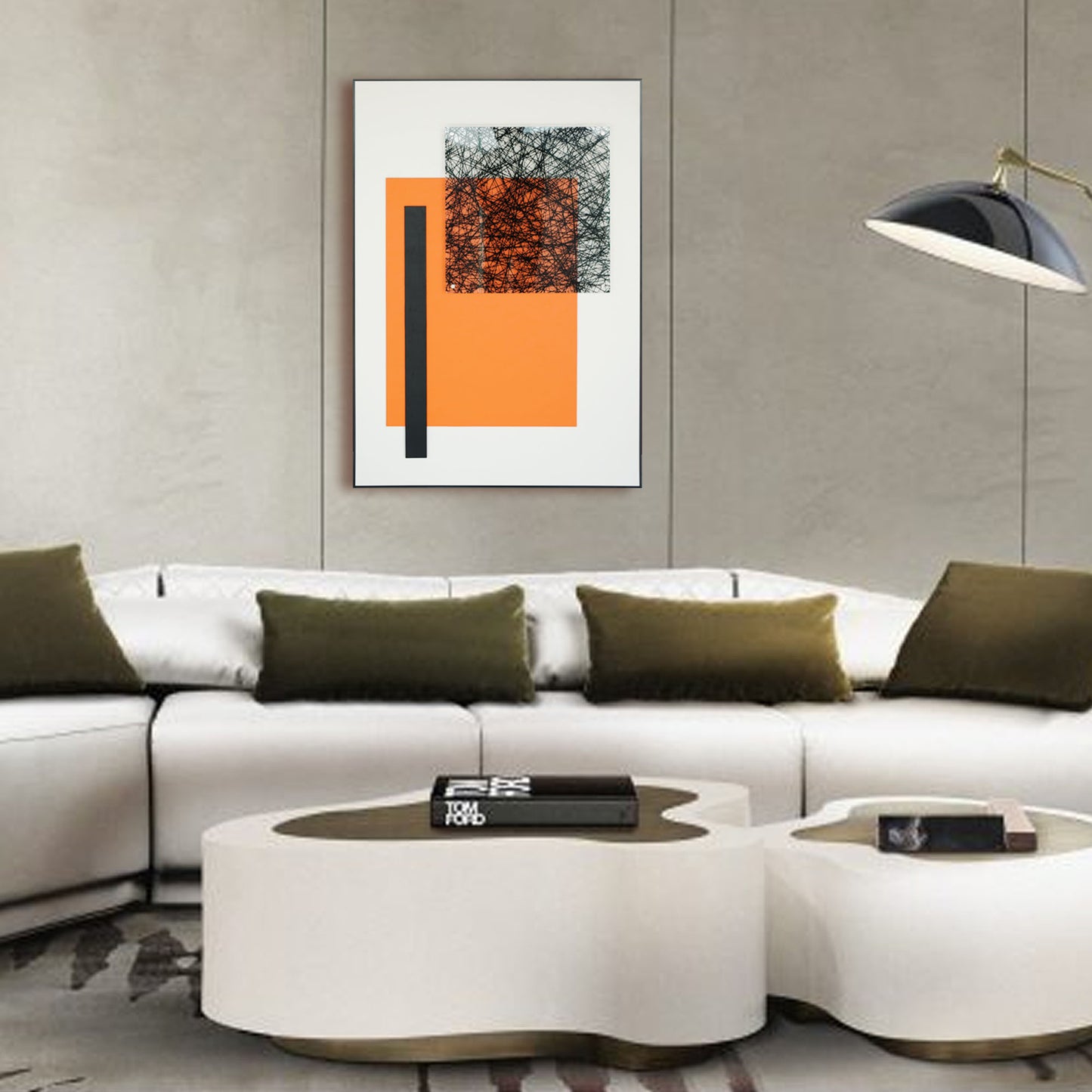 Orange Rectangle Abstract Classic Wall Art