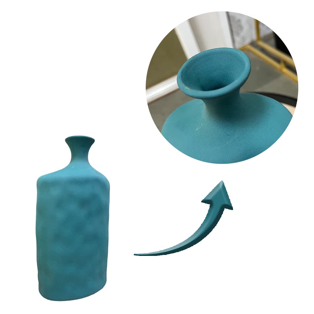 Turquoise Lipped Ceramic Flower Vase