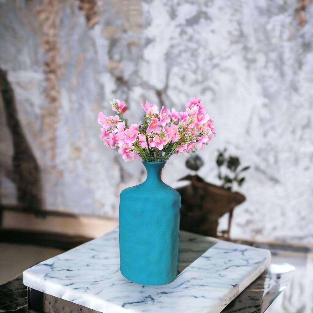 Turquoise Lipped Ceramic Flower Vase
