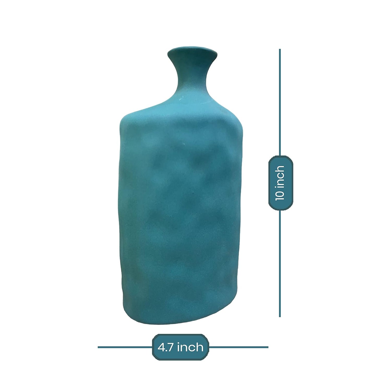 Turquoise Lipped Ceramic Flower Vase