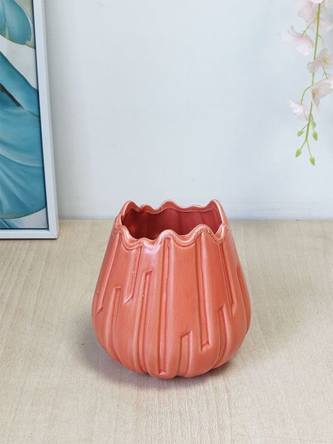 Vintage Mid-Century Modern Orange Ceramic Vase