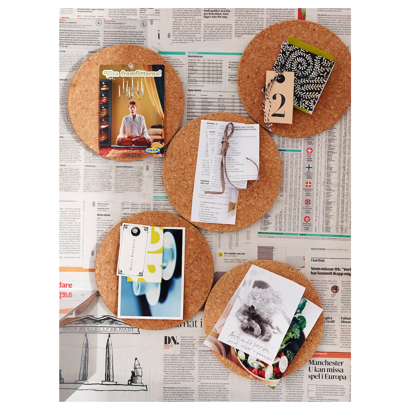Round Reversible Cork Coaster Set