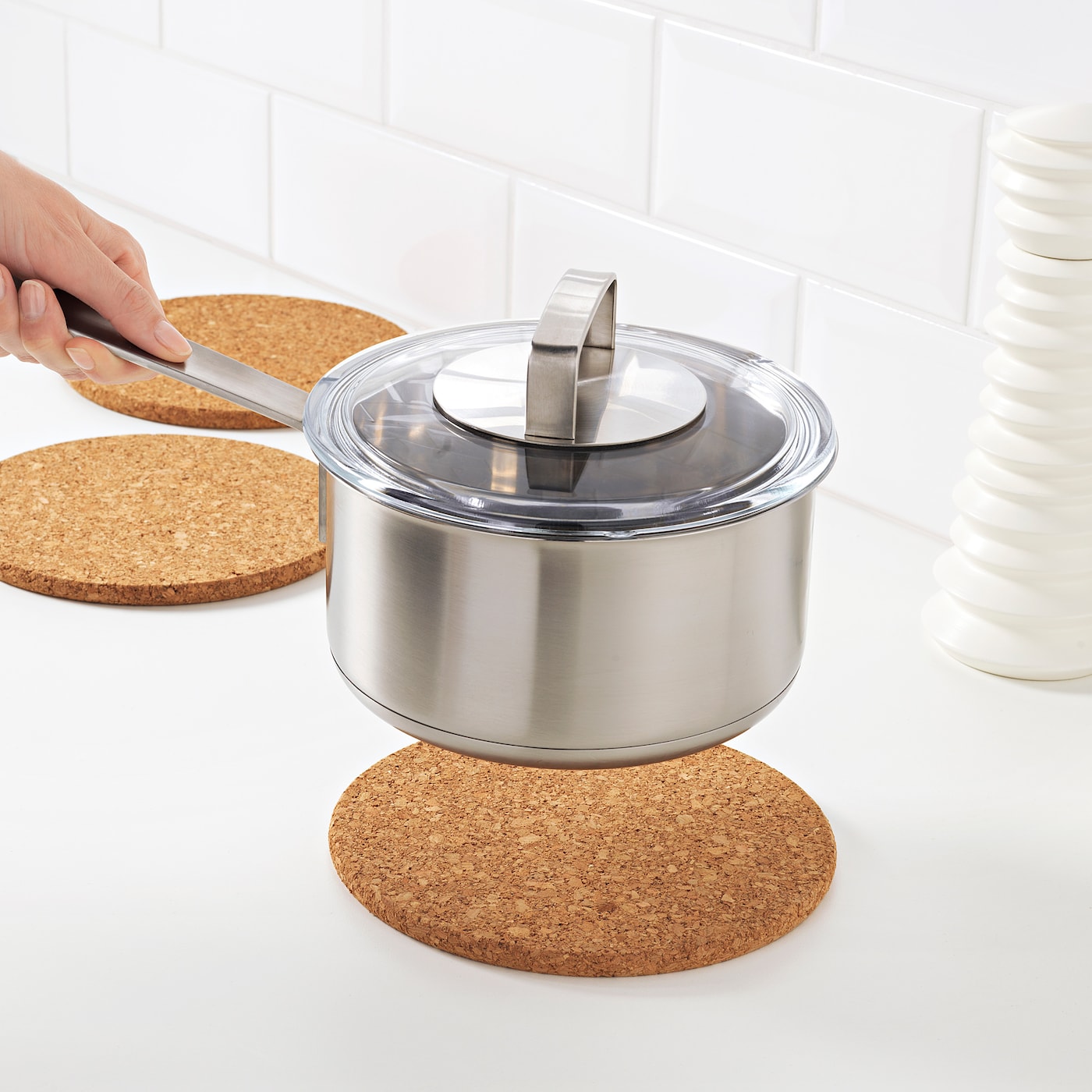 Round Reversible Cork Coaster Set