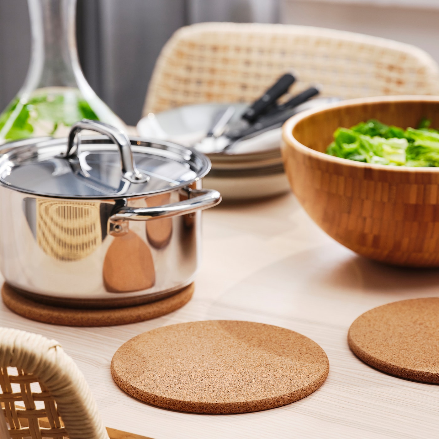 Round Reversible Cork Coaster Set