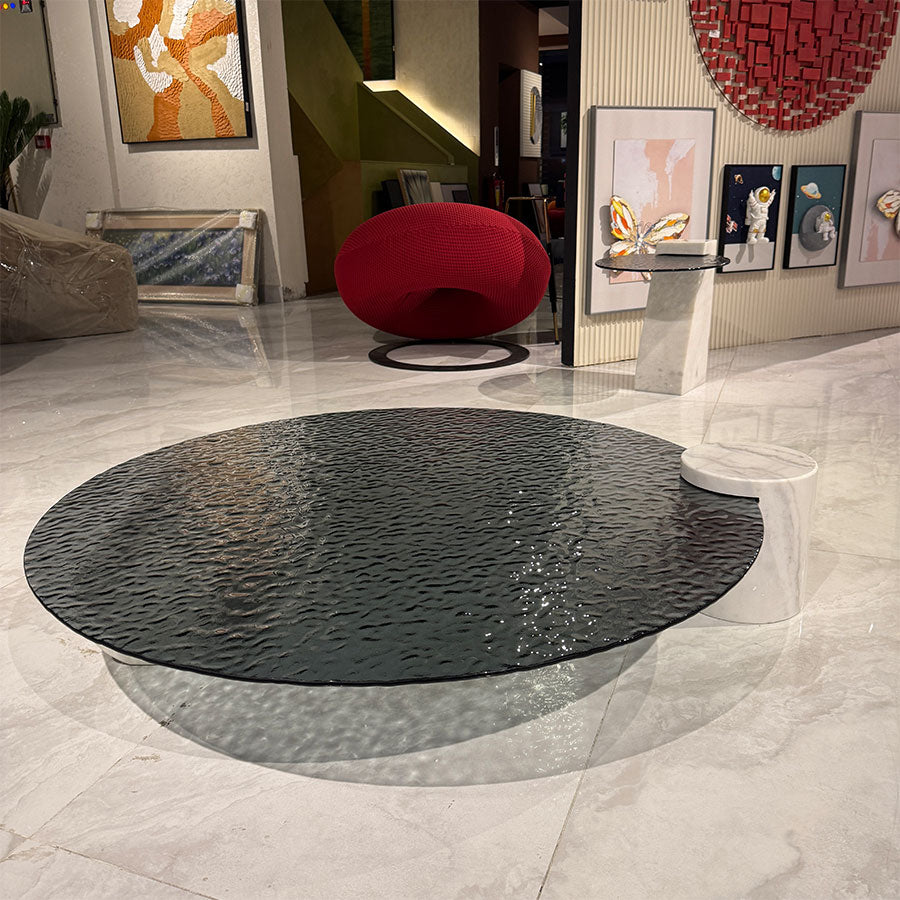 River Glass and Marble Table