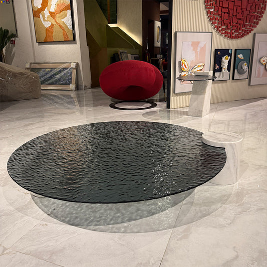 River Glass and Marble Table