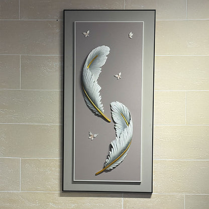 Golden Whisper Feather Wall Art
