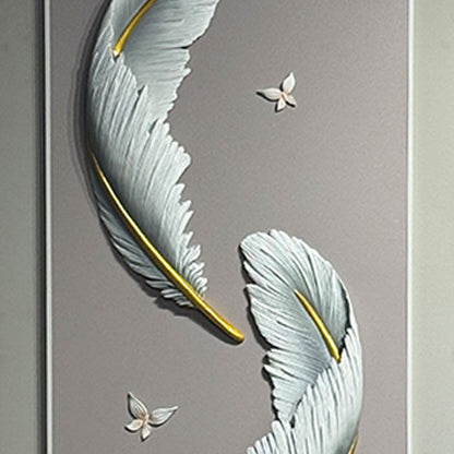 Golden Whisper Feather Wall Art