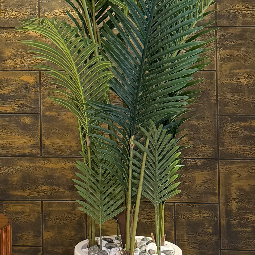 Palm Tree with Large Spiral Planter