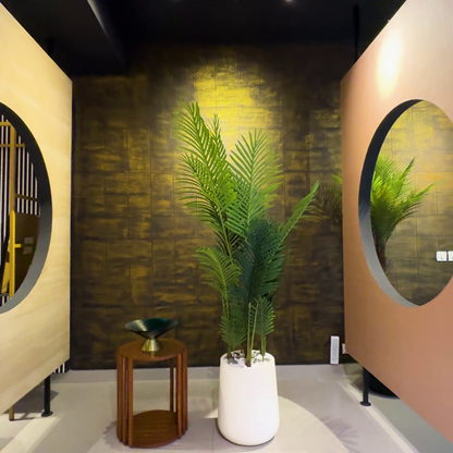 Palm Tree with Large Spiral Planter