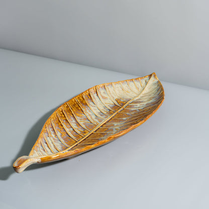 Anita Organic Leaf-Shaped Ceramic Platter