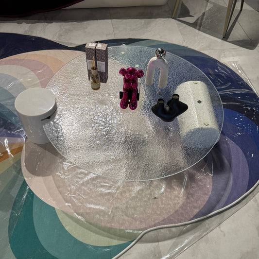 River Glass and Marbe Table (White)