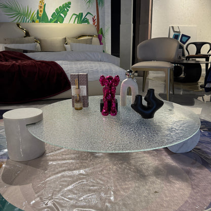 River Glass and Marbe Table (White)