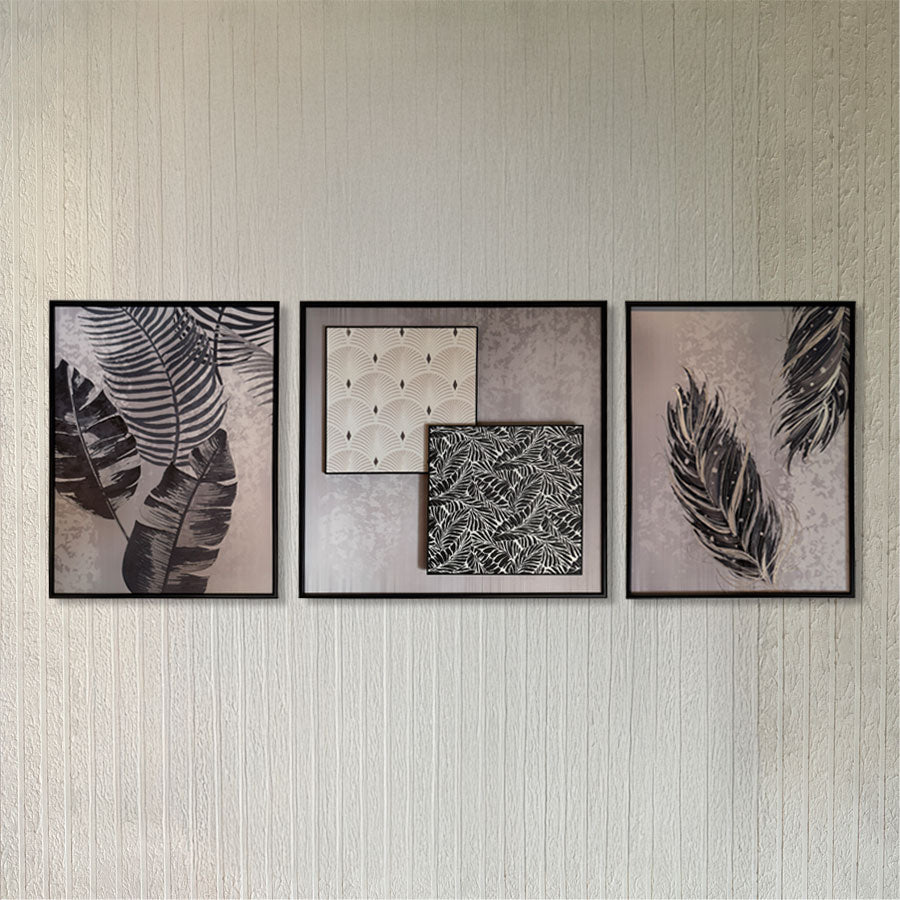 Mono Leaves Wall Art Set