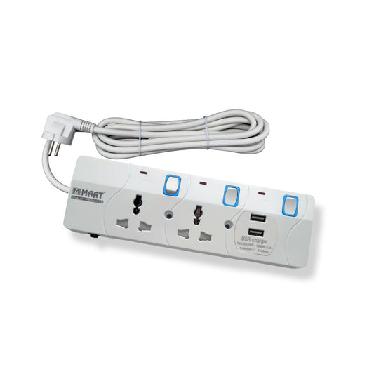 2-Way Extension Socket with USB – 3MTR