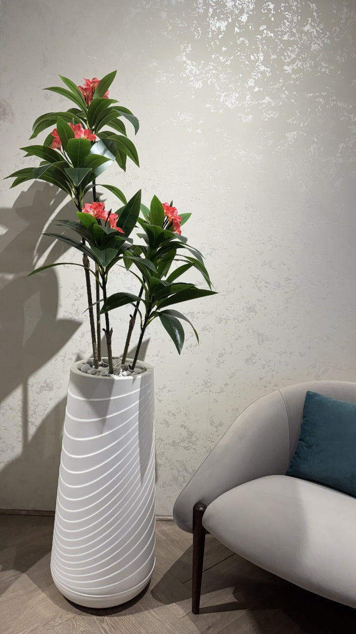 Plumeria Medium with Large Spiral Planter