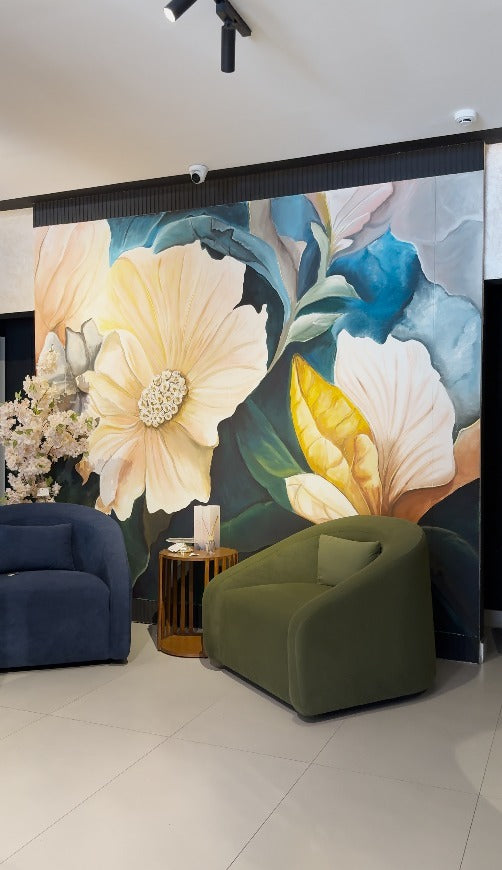 Hand Painted Flowers Mural Coating
