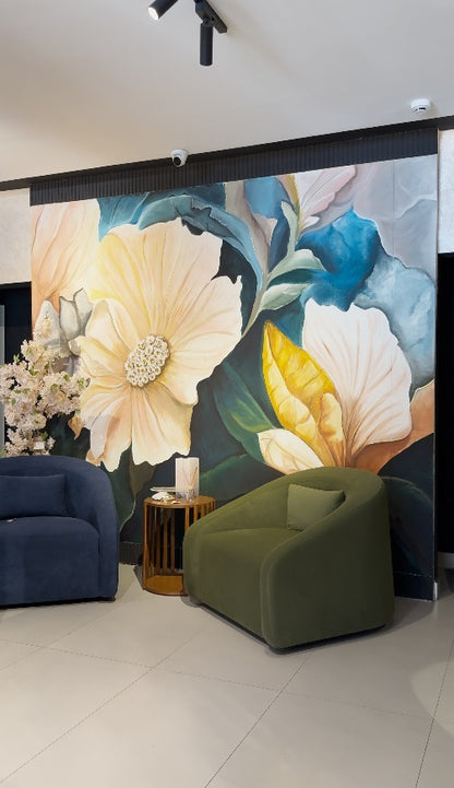 Hand Painted Flowers Mural Coating
