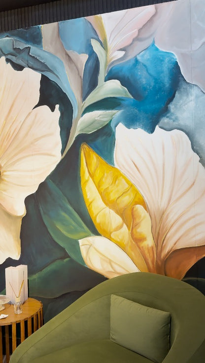 Hand Painted Flowers Mural Coating