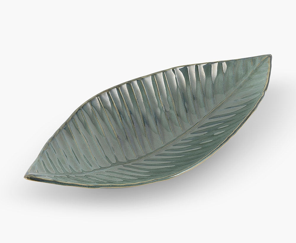 Organic Leaf-Shaped Ceramic Platter