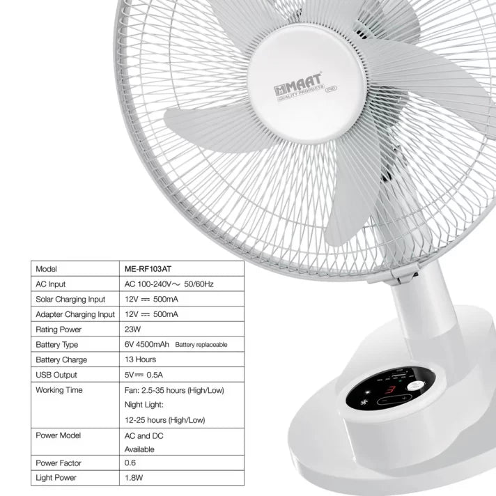 Rechargeable Table Fan